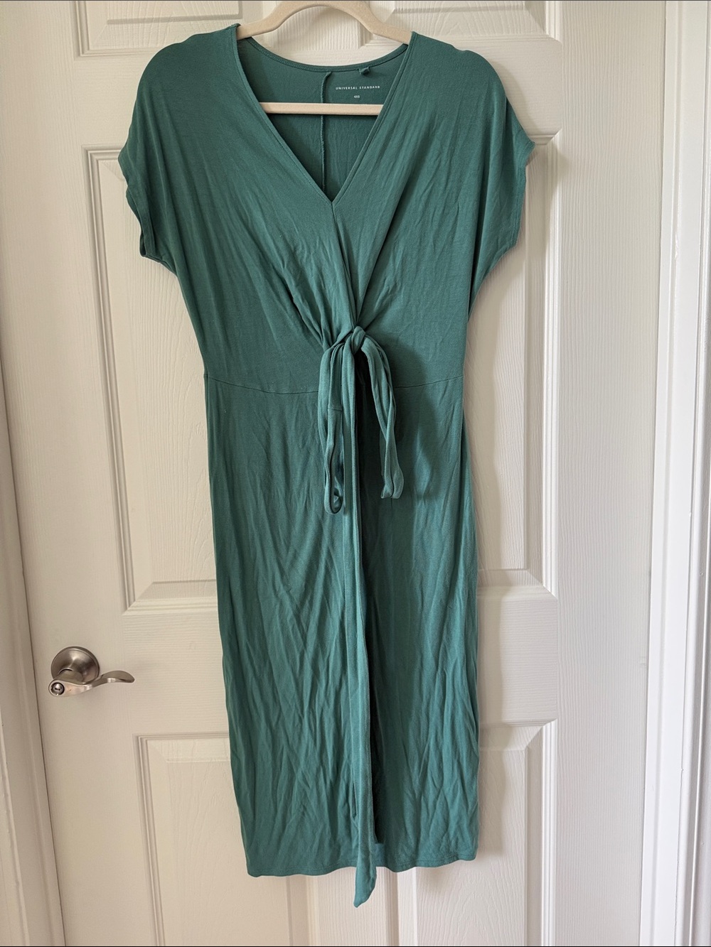 Universal Standard Teal Tie-Front Midi Dress
